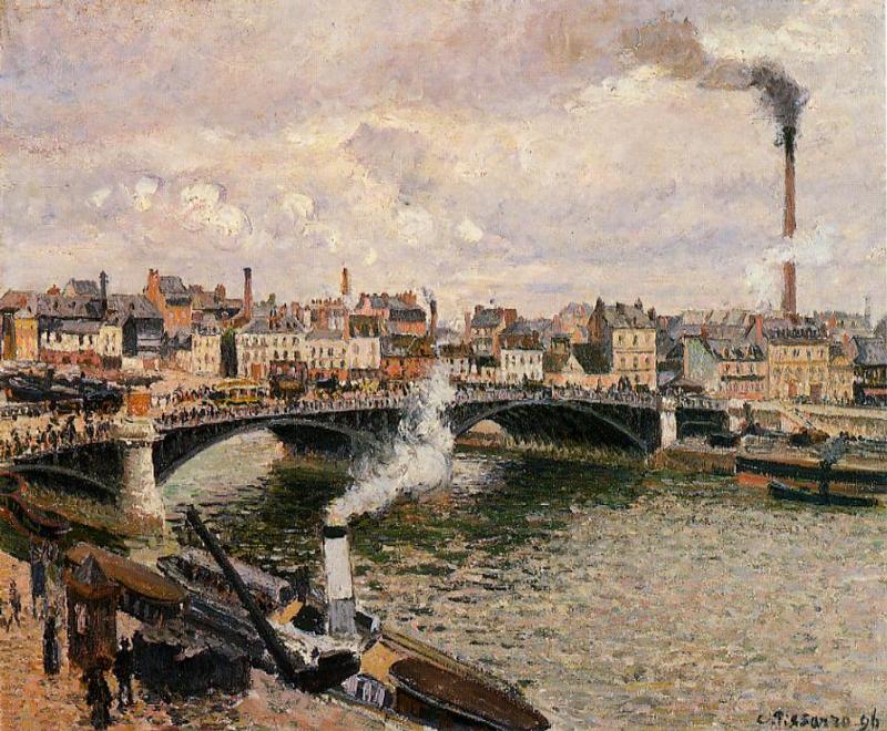 Morning, Overcast Day, Rouen - Camille Pissarro Paintings